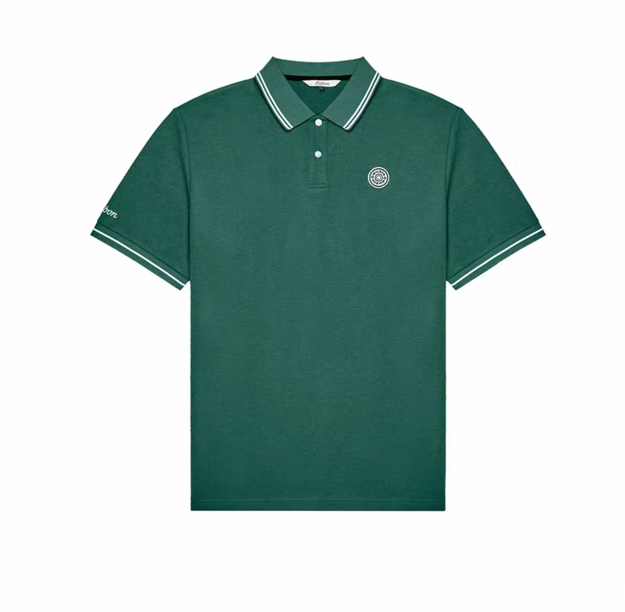 Malbon men's moisture-wicking athletic golf polo in Green - front view