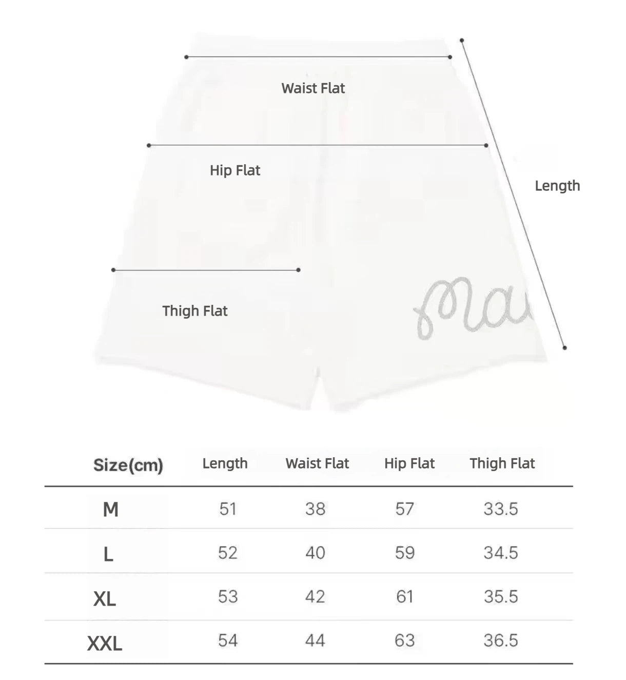 Malbon men's white golf shorts size chart