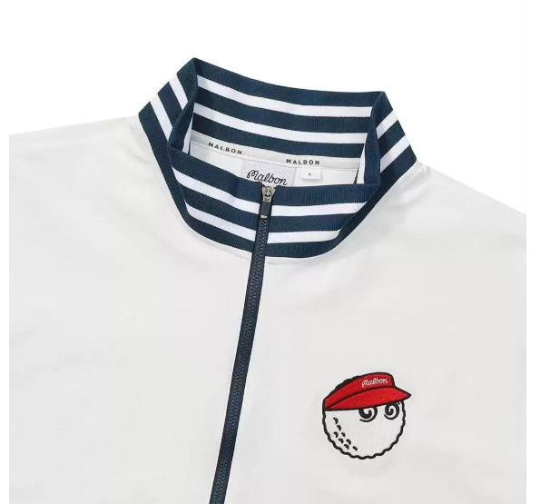 Malbon men White lightweight golf T-shirt sleeve detail