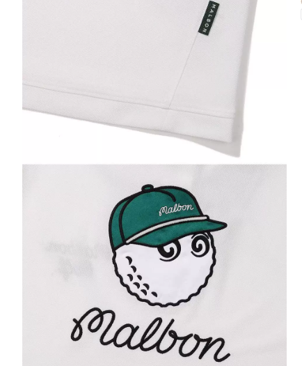 Malbon women polo shirt white hem and golf ball mascot logo detail