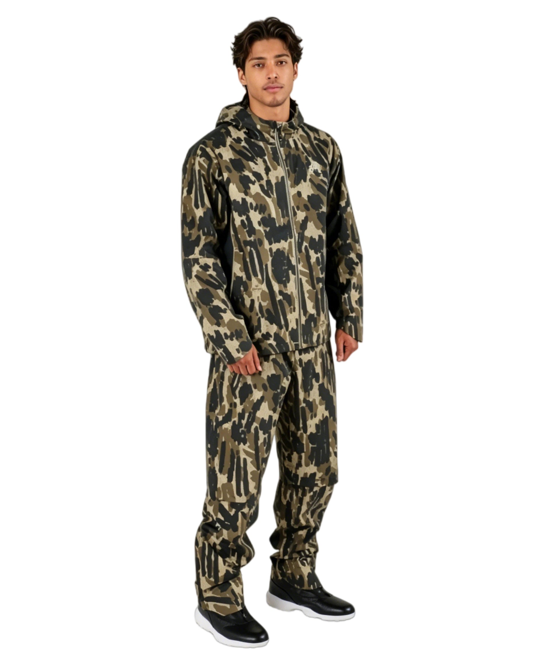 Malbon Tour Divot Camo Rain Pant Bark Camo Bark Camo golf rain pant front view