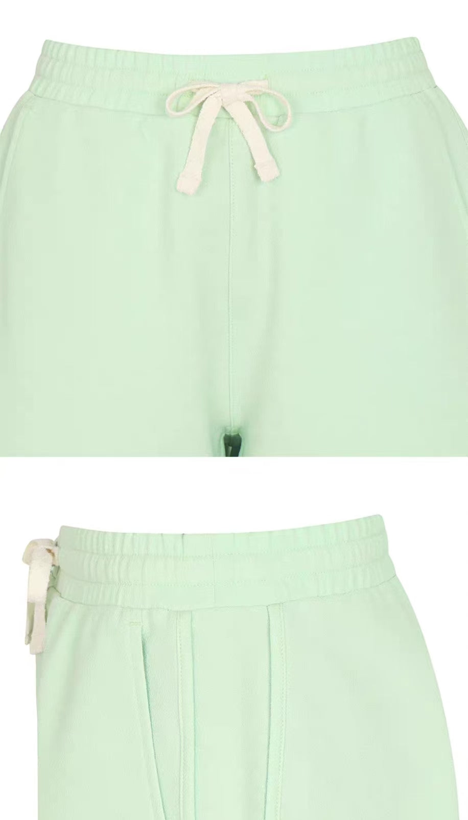 Malbon women's Elastic Waist Straight-Leg Golf Shorts in Mint Green, trim detail