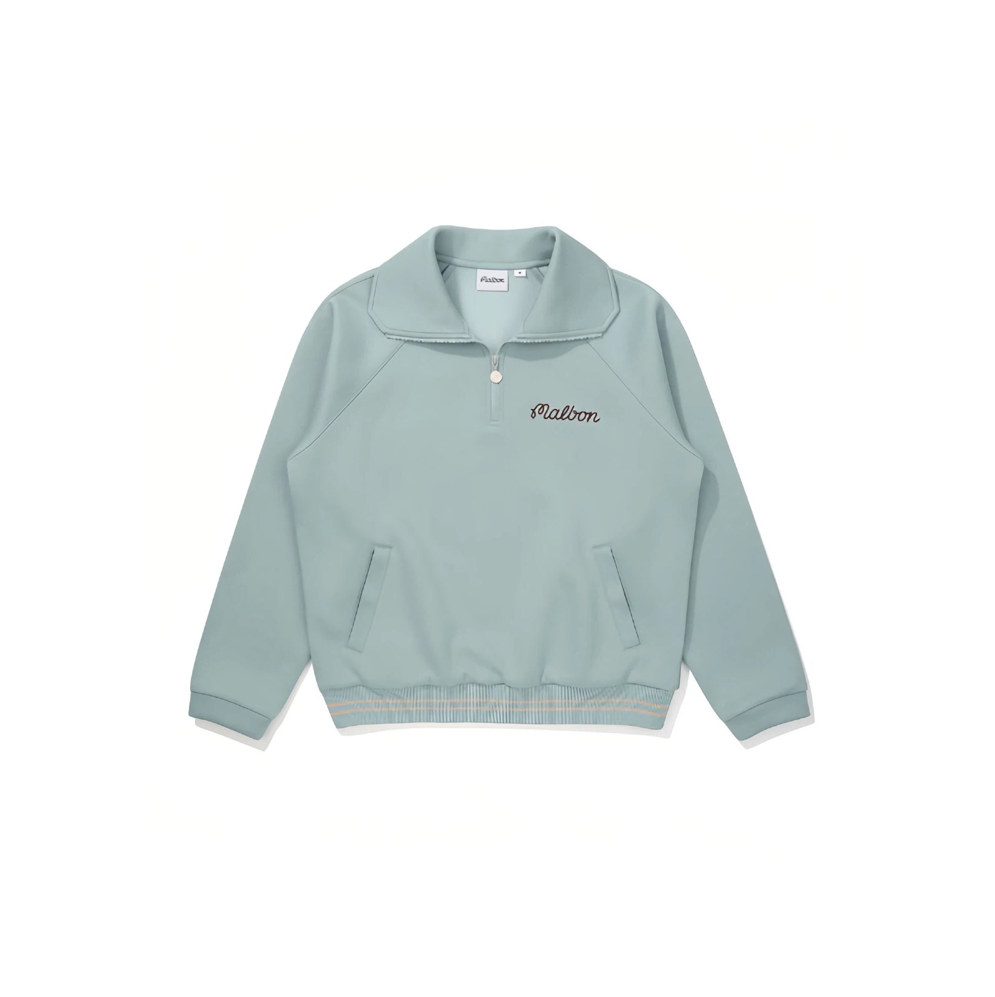 Malbon women polo sweatshirt jacket in mint green front view