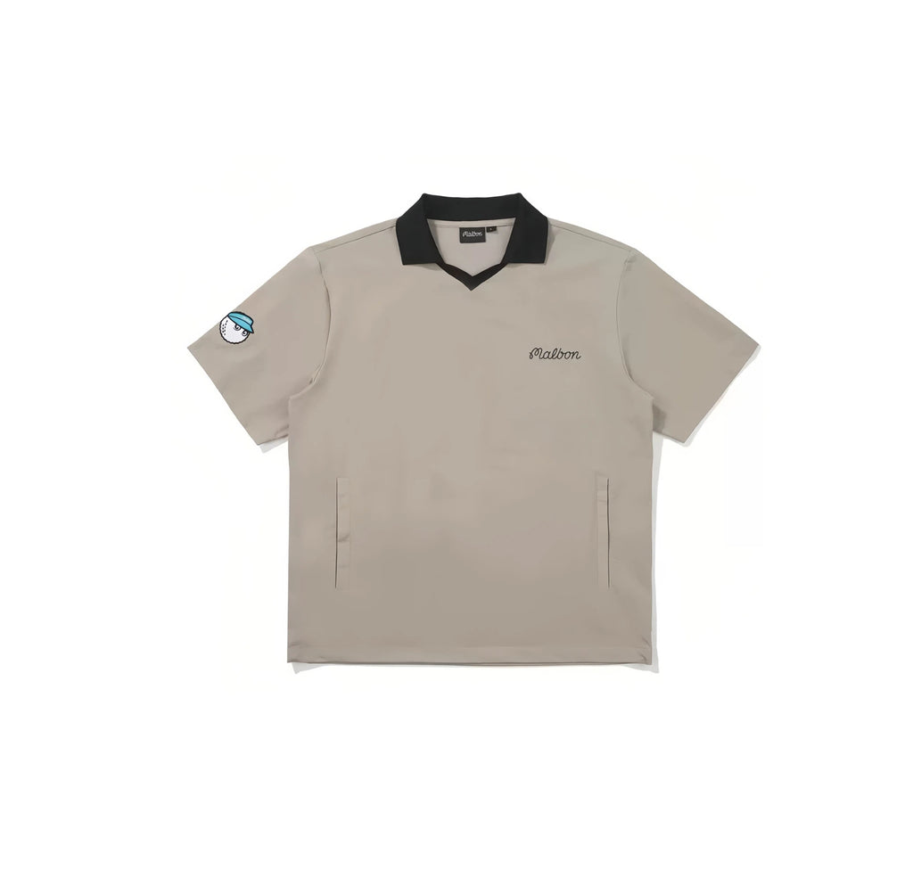 Malbon men quick-dry golf polo in black front view