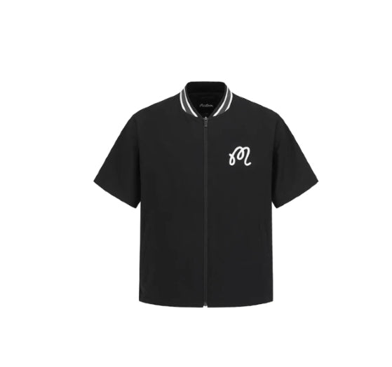 Malbon men short sleeve jacket in black front view