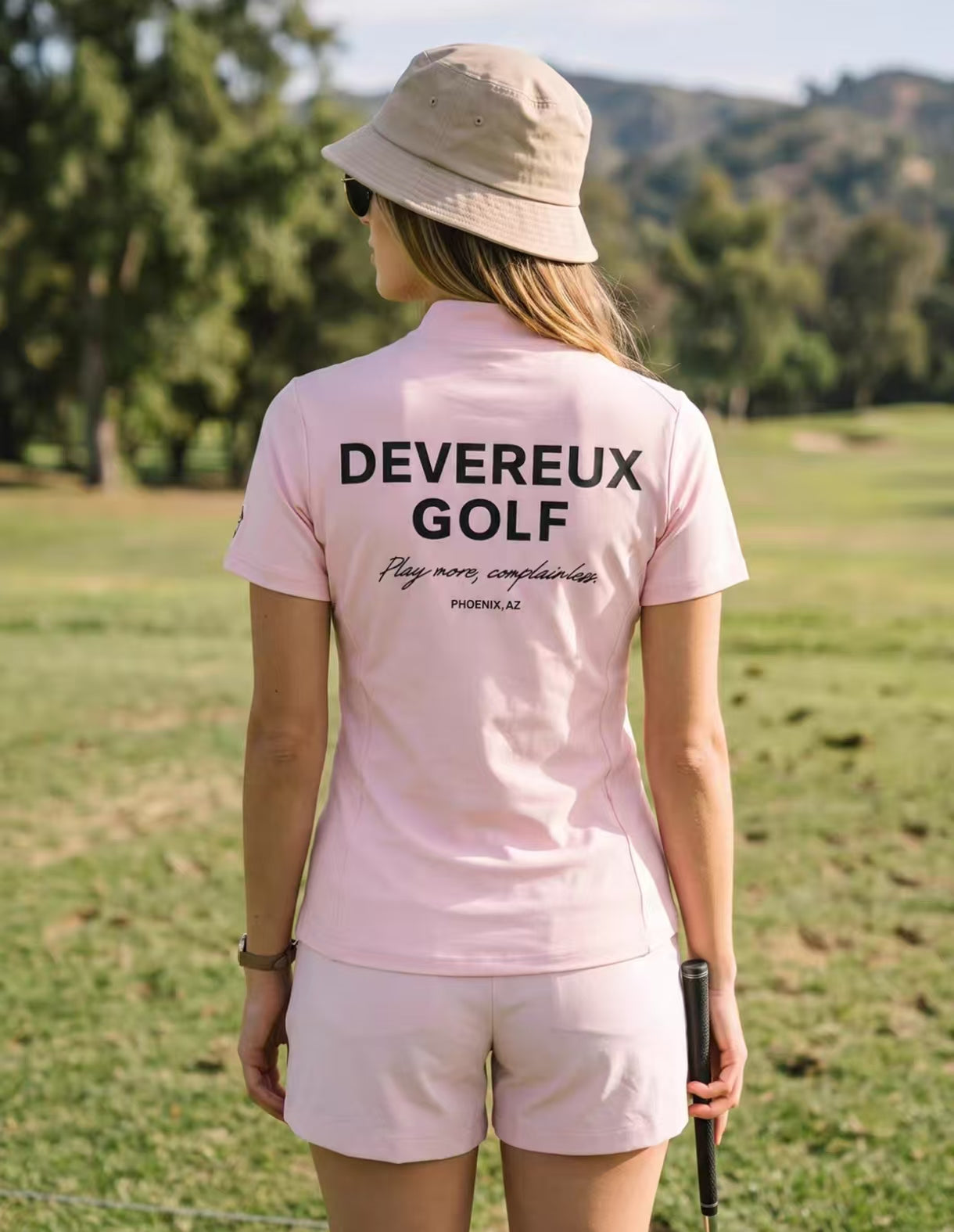 Devereux Golf Women’s American Mock Neck Back Letter Print Golf Shirt