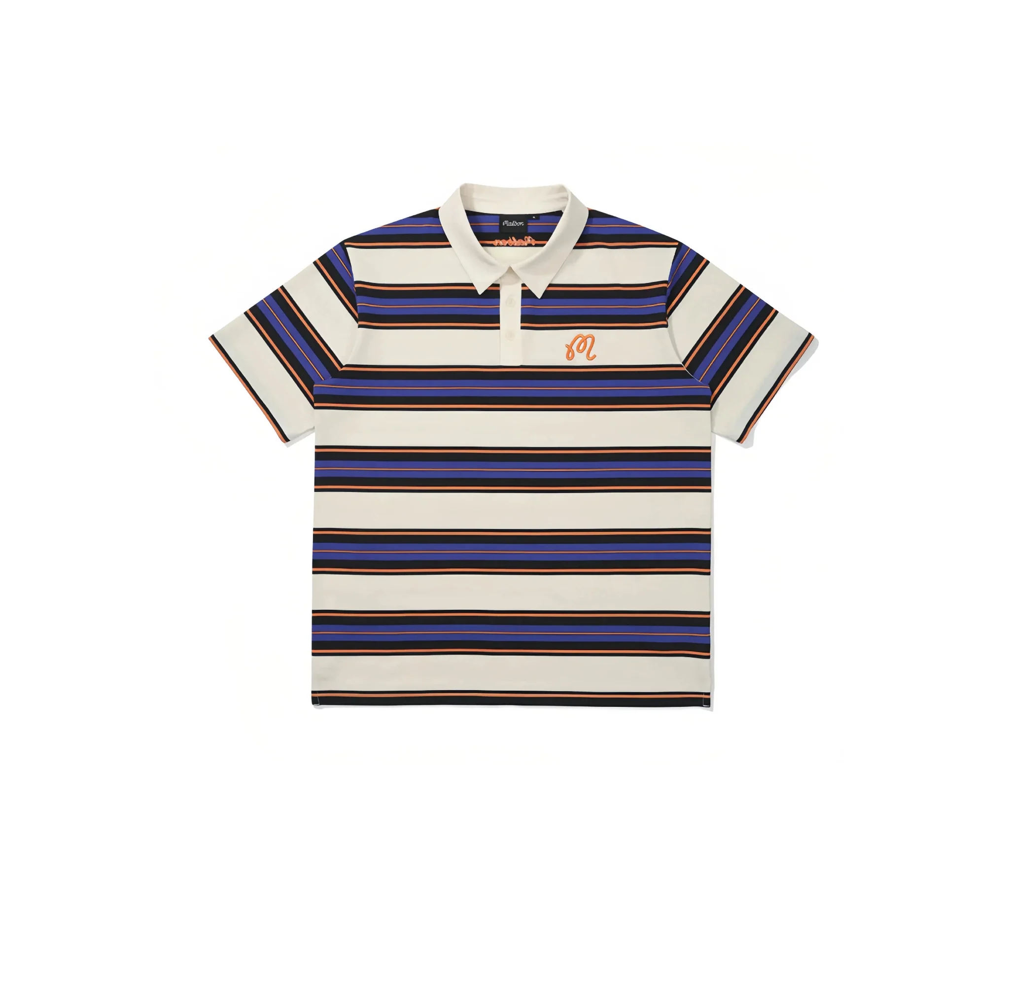 Malbon Golf Striped Polo Shirt Men Women Casual Sport Tee Blue front view
