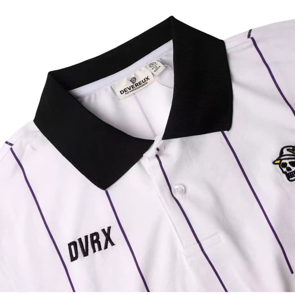 Devereux striped golf polo collar detail