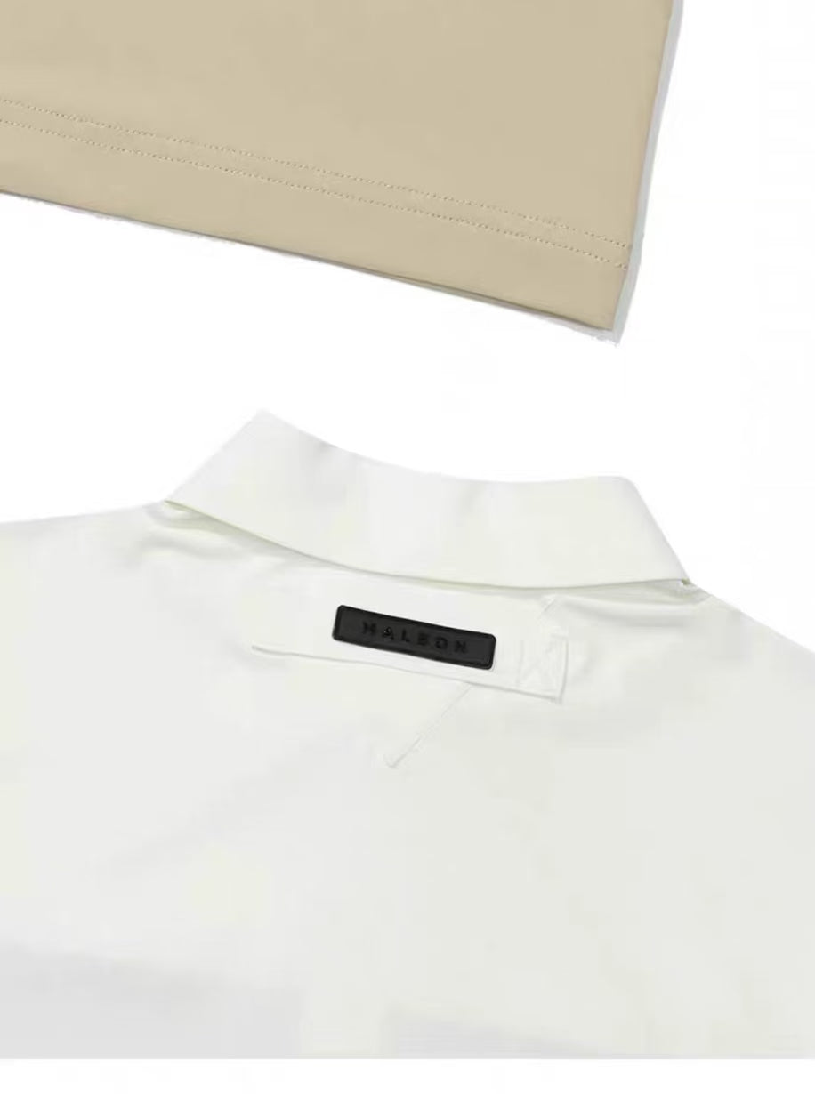 Malbon men's colour-block breathable golf polo in Beige - image 5