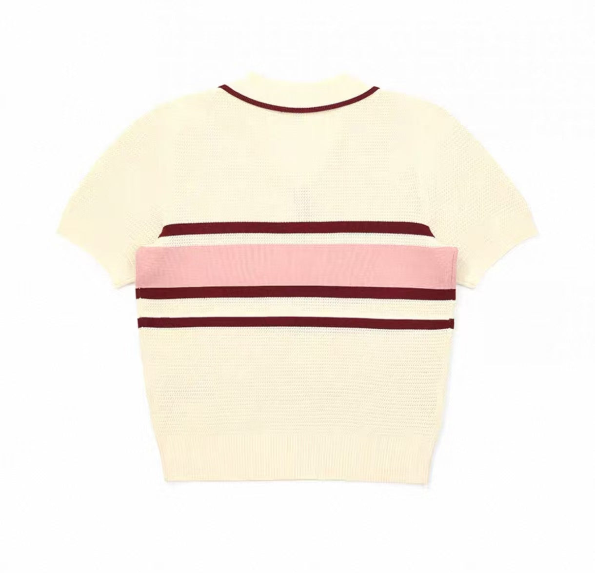 Malbon Women's Knit Golf Polo Beige golf polo front view