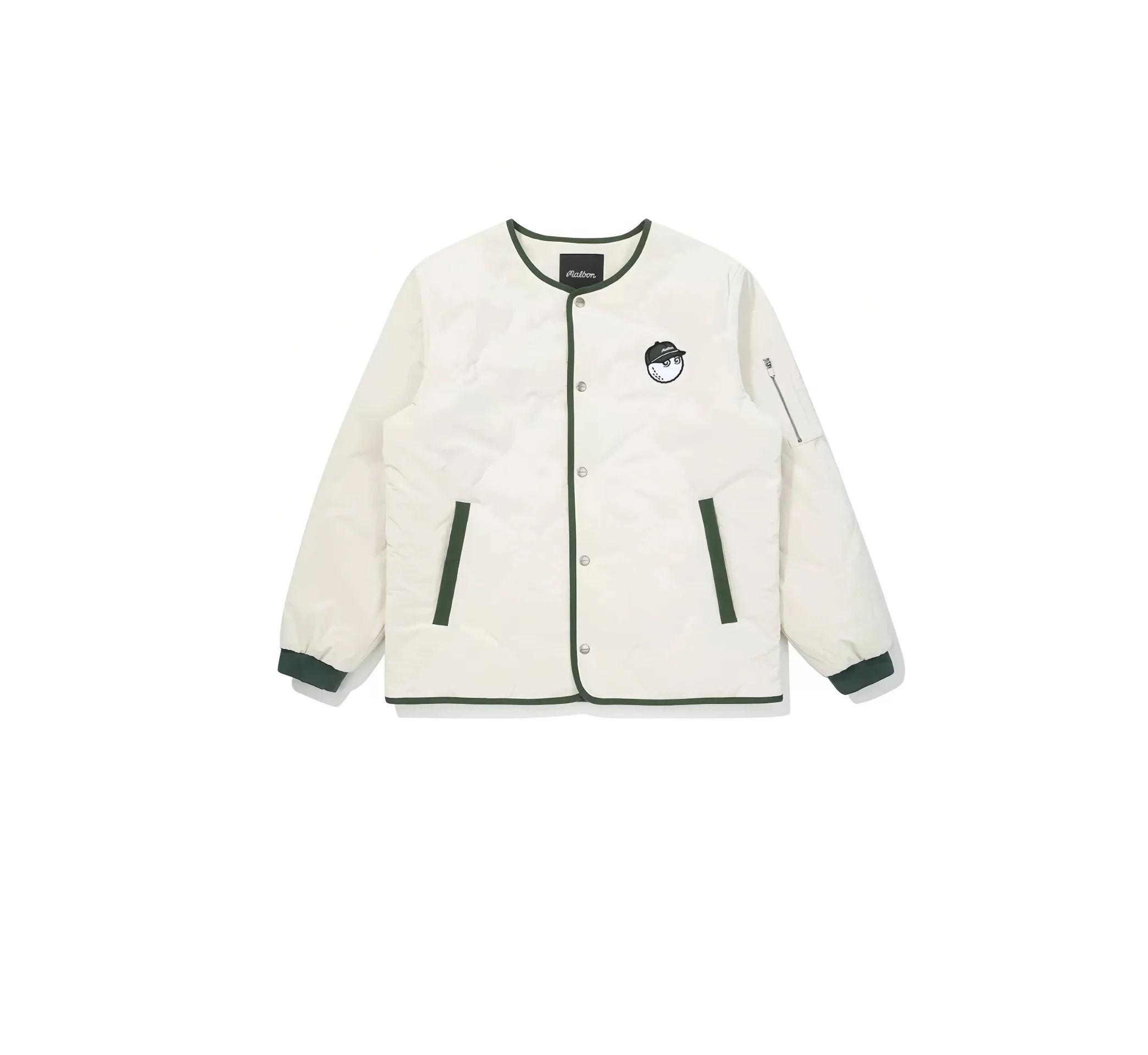 Malbon Men's Padded Winter Golf Jacket - Insulated Outerwear White front view