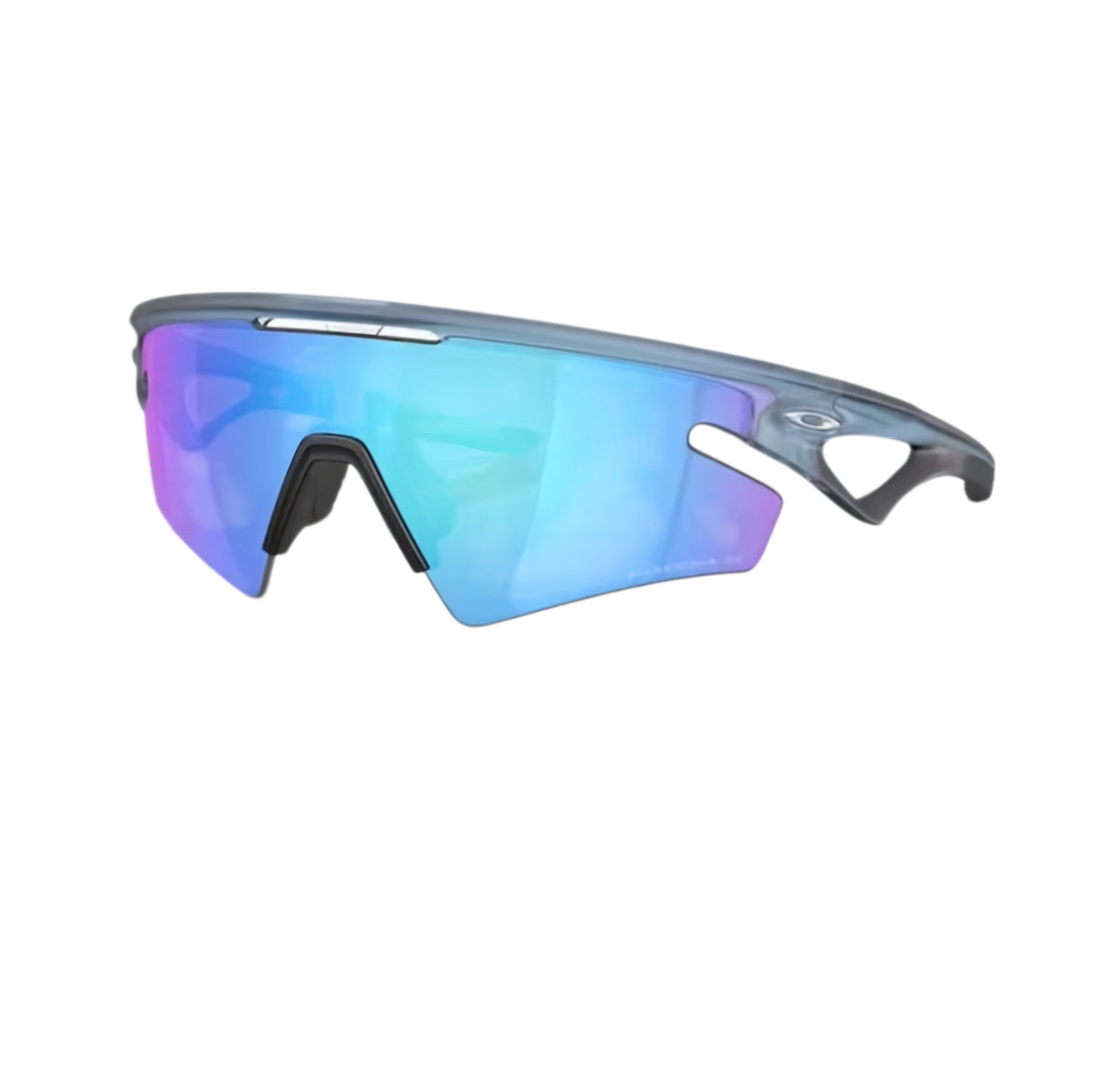 Oakley Sphaera Strike sunglasses with dark frame and blue-purple shield lens