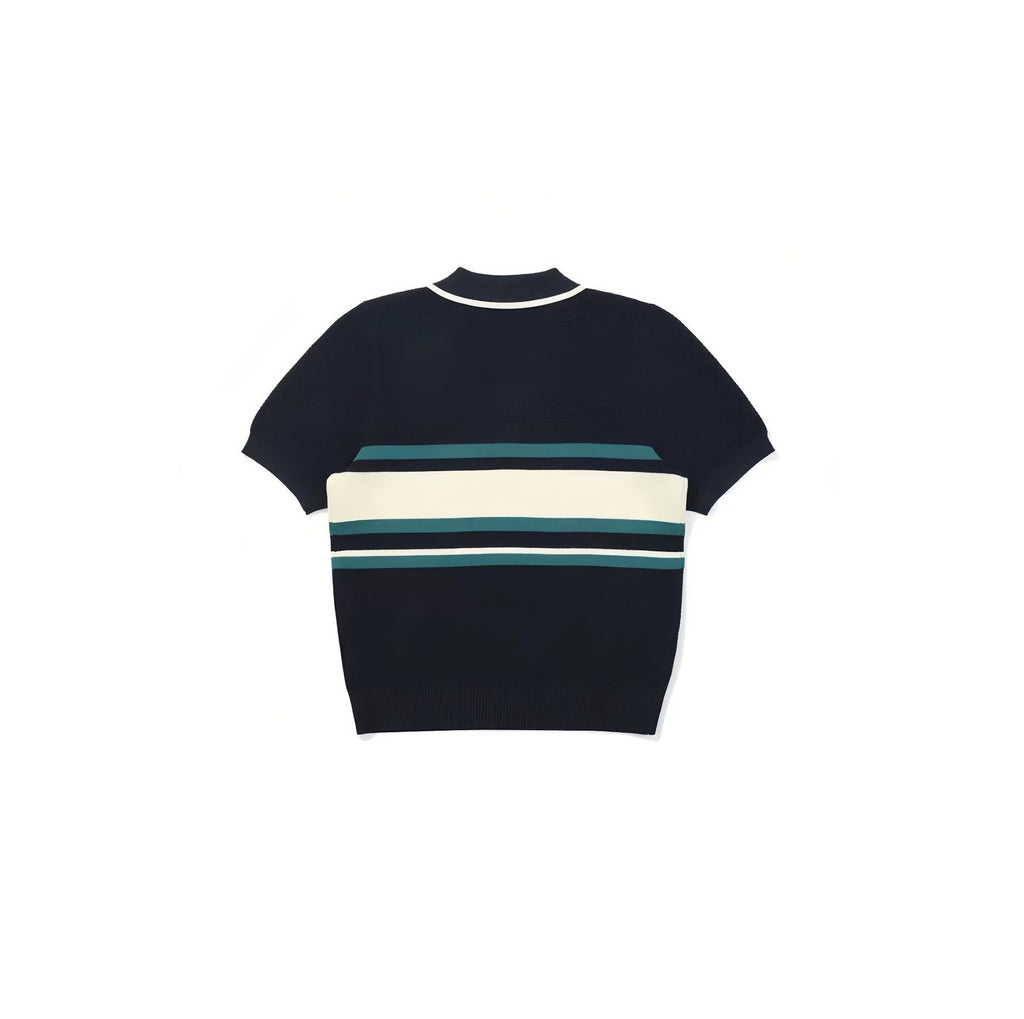 Malbon Women's Knit Golf Polo Navy Blue golf polo back view