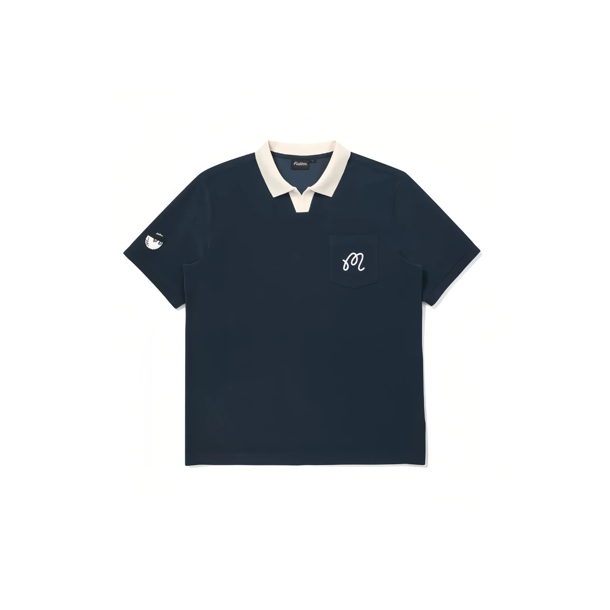Malbon Men's Colorblock Golf Polo Shirt - Slim Fit Summer Tee Navy Blue front view
