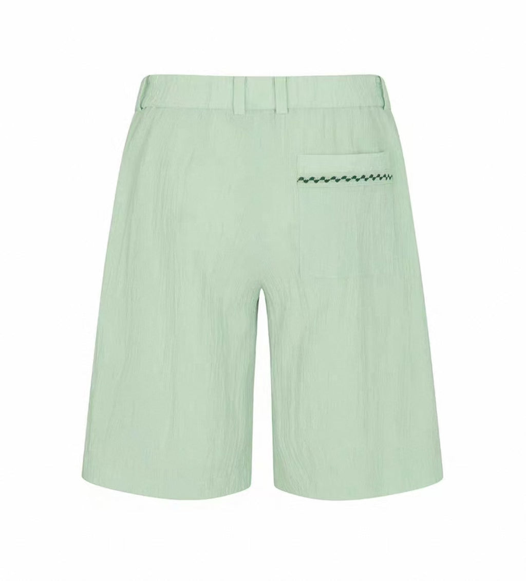 Malbon men's Elastic Waist Athletic Golf Shorts in Mint Green, back view