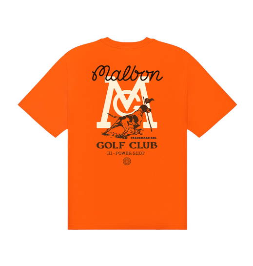 Malbon Bermuda Graphic Performance Golf T-Shirt Orange back view
