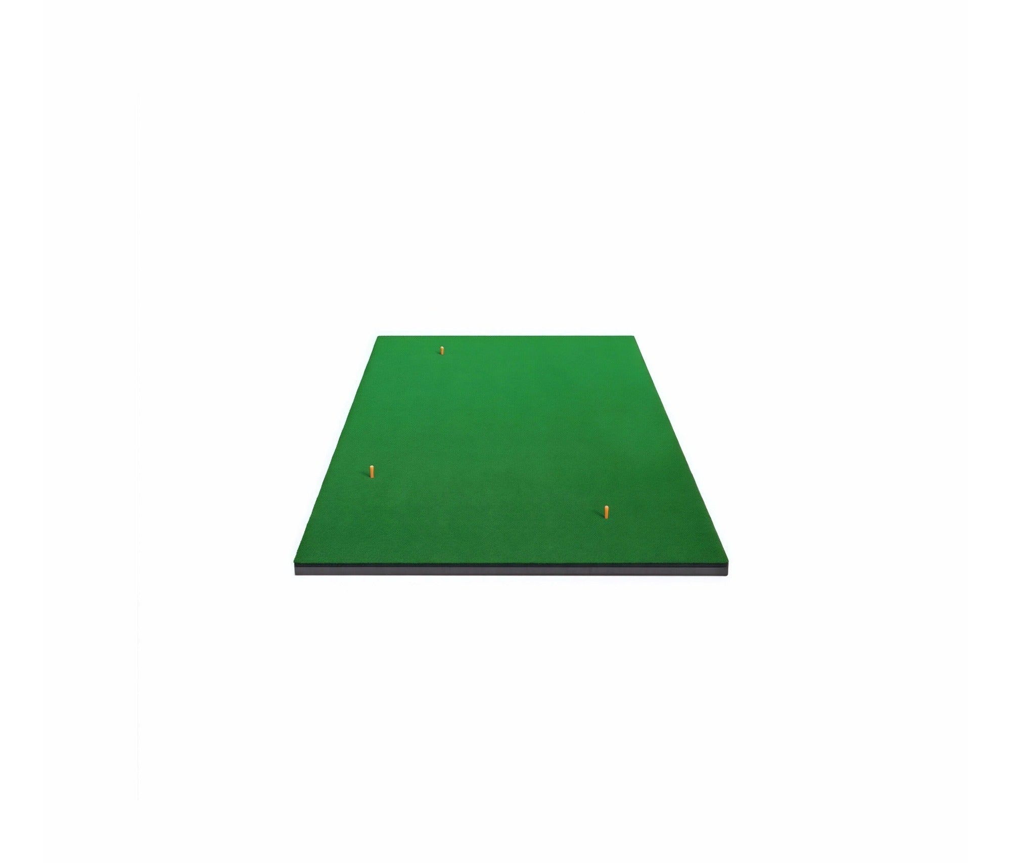 Cross-section detail of the 3D golf practice mat showing imported sun-resistant nylon grass fibers and a multi-layer 3D cushioning pad (15mm grass, 10mm mesh, 10mm foam, 3mm base) for realistic feel and durability.