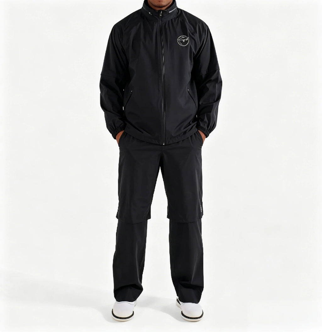 Malbon Studio Seoul Rain Jacket Black golf rain jacket front view