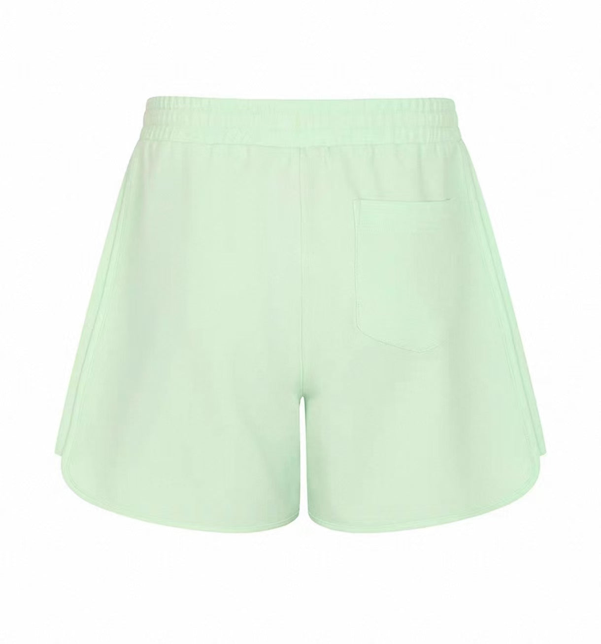 Malbon women's Elastic Waist Straight-Leg Golf Shorts in Mint Green, back view