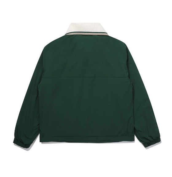 Malbon women's oversized collar casual sporty golf sweatshirt in Green, back view
