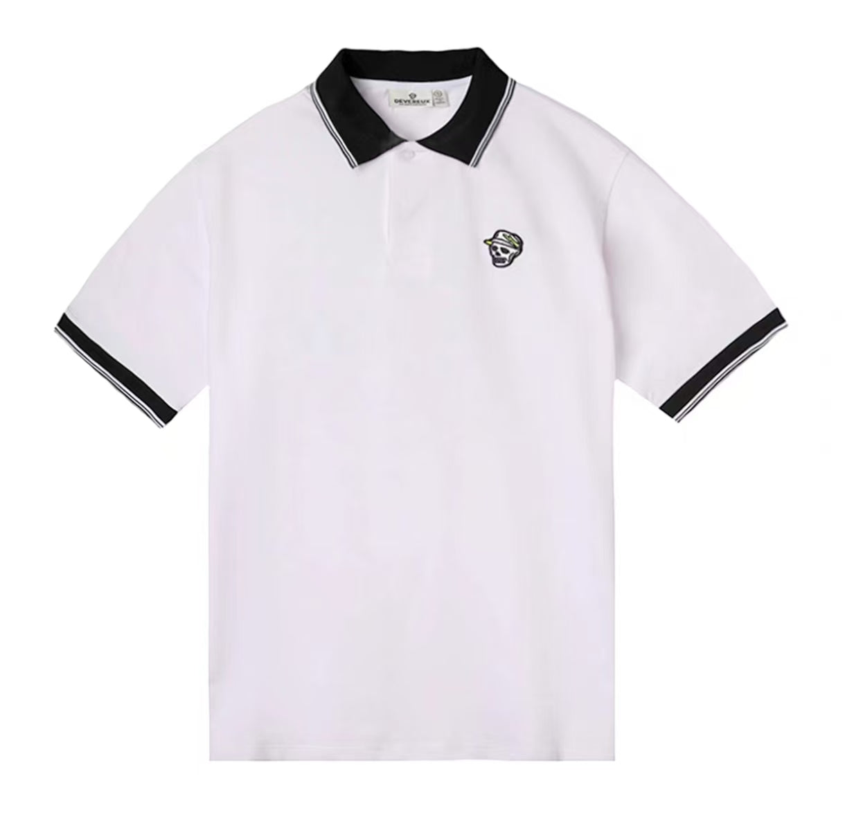 Devereux men’s White letter-print golf polo front product view