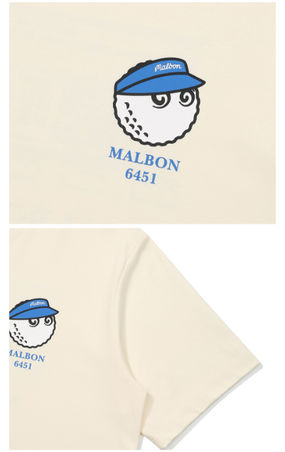 Malbon Dosan 645-1 Heavyweight Golf T-Shirt Beige chest graphic detail