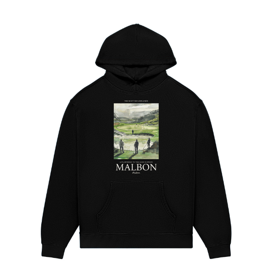 Malbon Golf Pestle Graphic Heavyweight Black Streetwear Hoodie