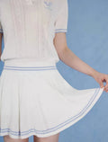 NowRose White A-line golf skirt detail on model