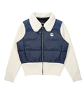 Malbon women's knit hybrid insulated down golf jacket in Navy Blue, front view