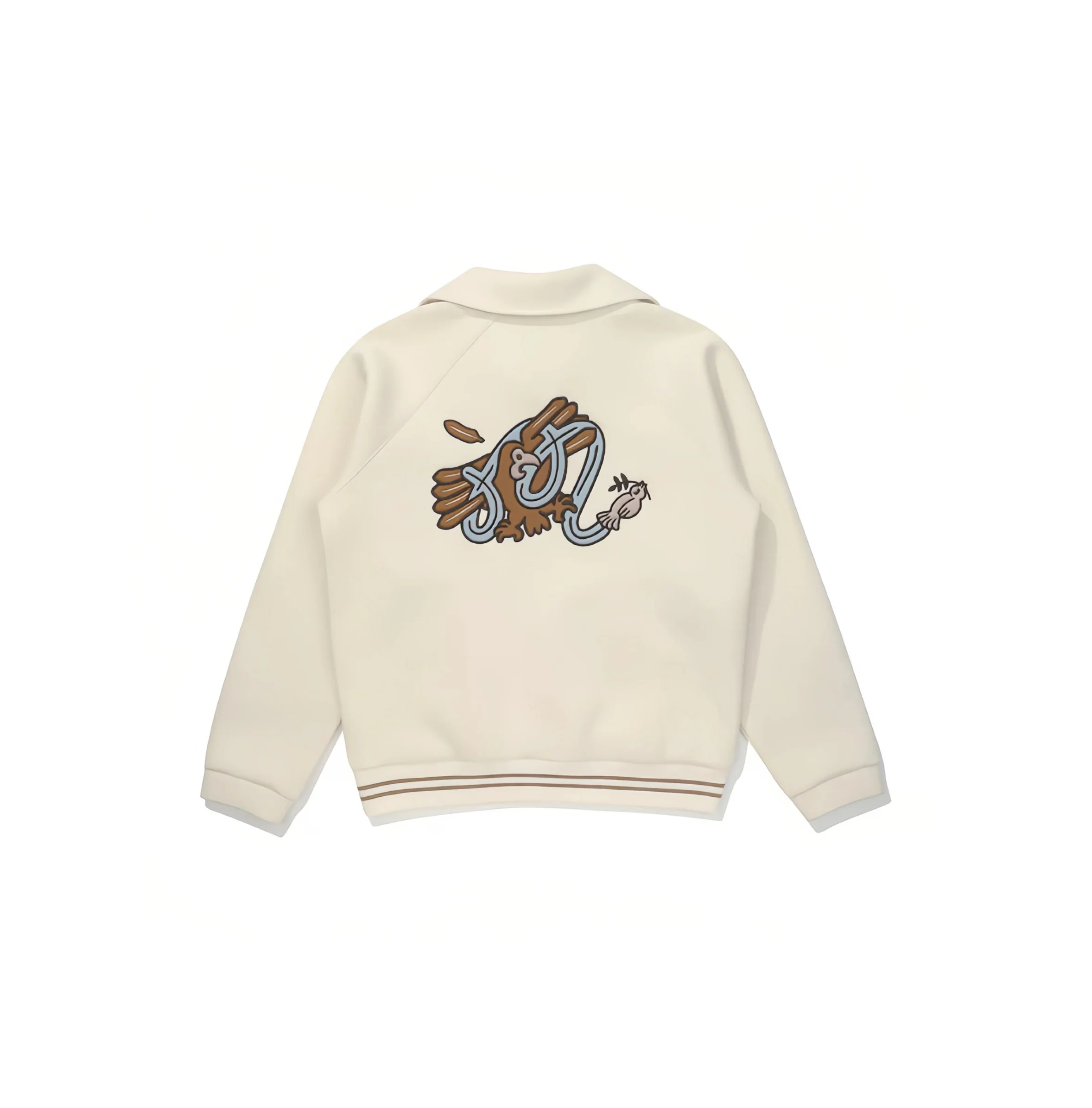 Malbon Women Golf Polo Sweatshirt Stand Collar Casual Jacket 2025 Autumn Winter Beige back view