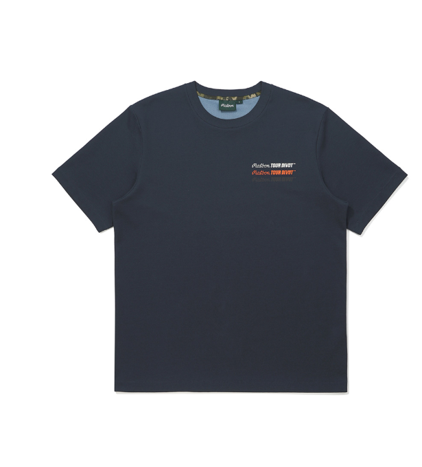Malbon navy Tour Divot letter graphic T-shirt front view