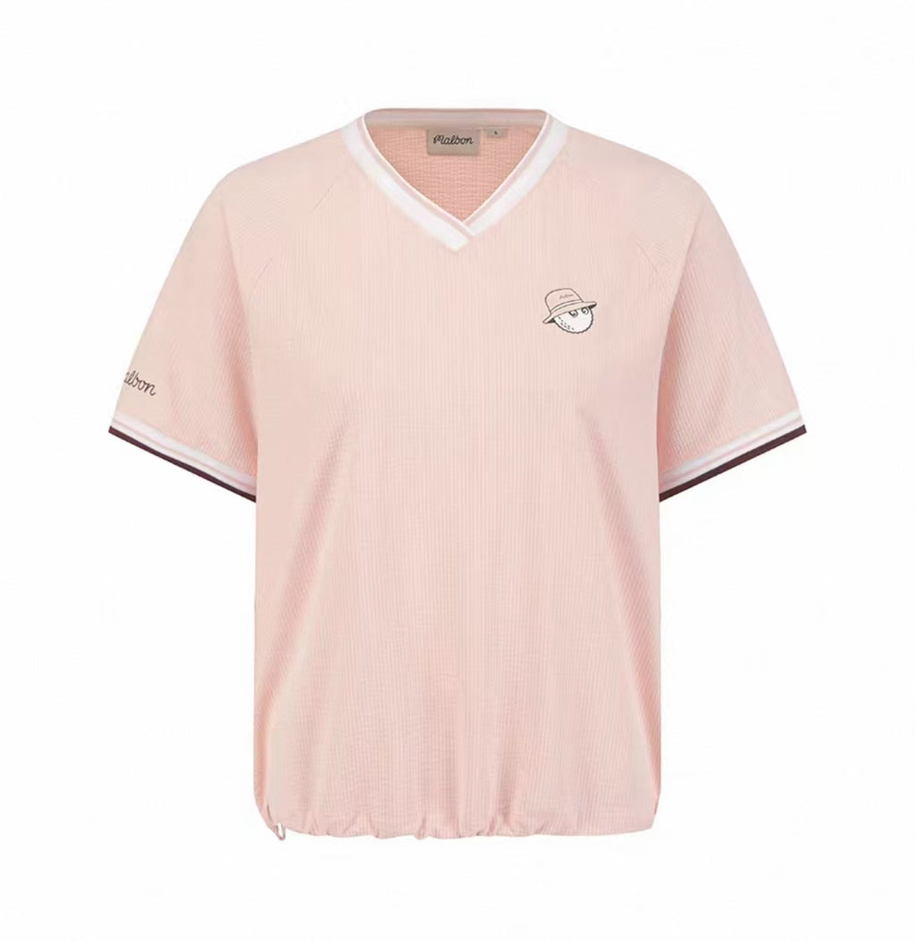 Malbon Golf Women’s Striped Breathable Casual Polo Shirt