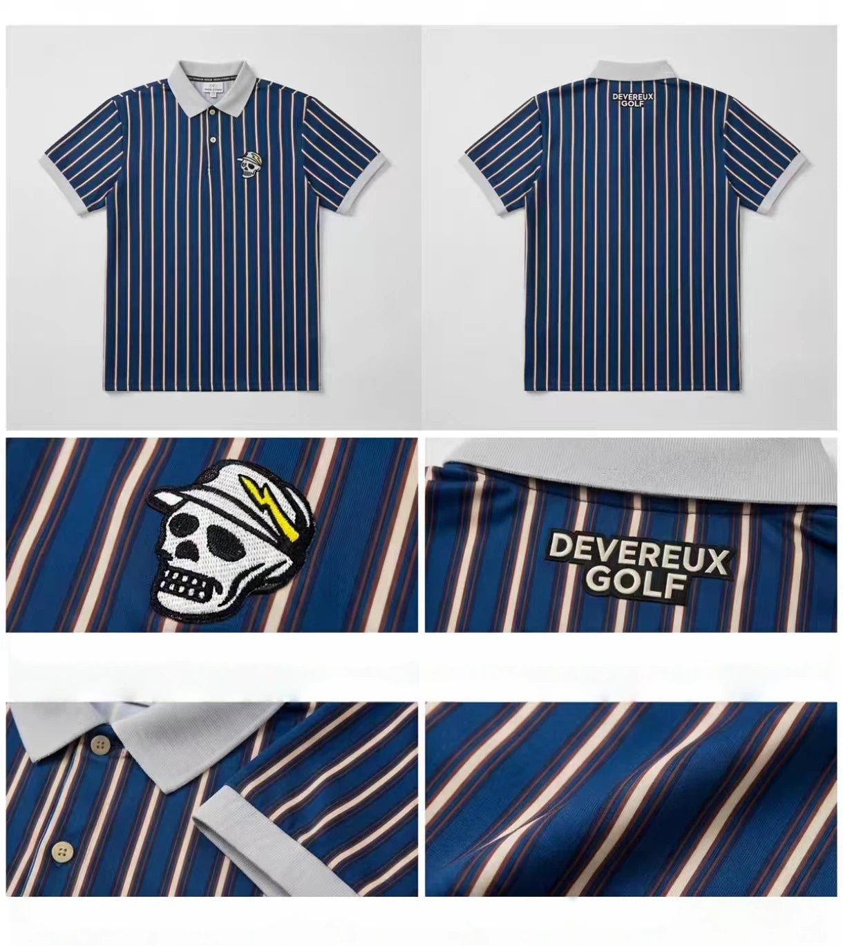 Devereux men’s product and embroidery details