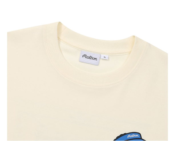 Malbon Dosan 645-1 Heavyweight Golf T-Shirt Beige collar detail