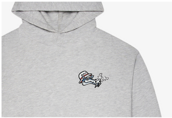 Malbon Unisex Dragon Graphic Heavyweight Golf Hoodie Grey hood and graphic detail