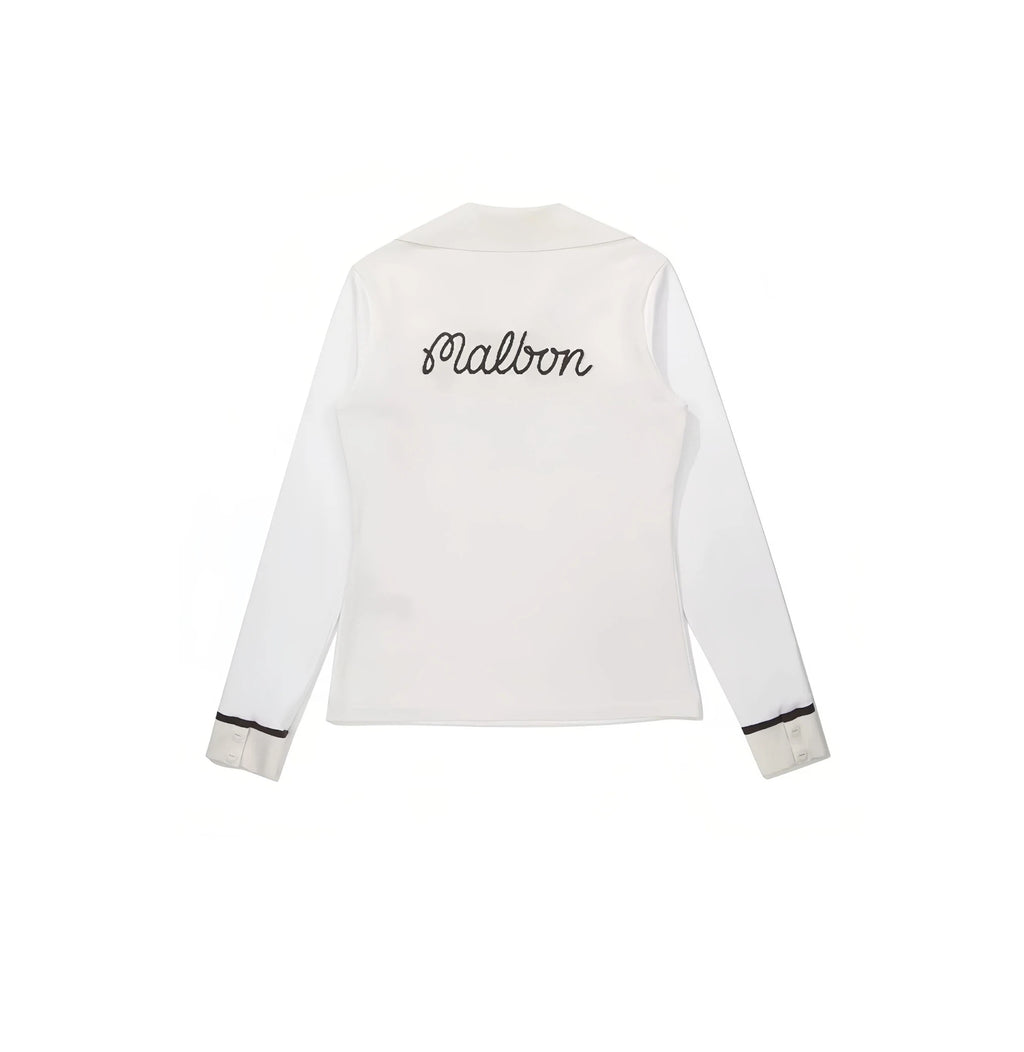 Malbon women ice silk golf polo sleeve and shoulder seam detail