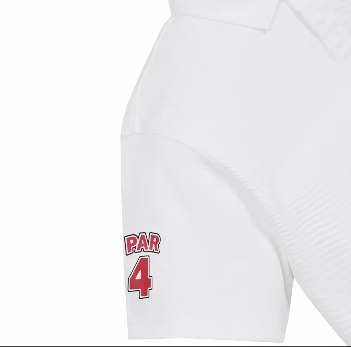 Golden Bear White golf polo detail view