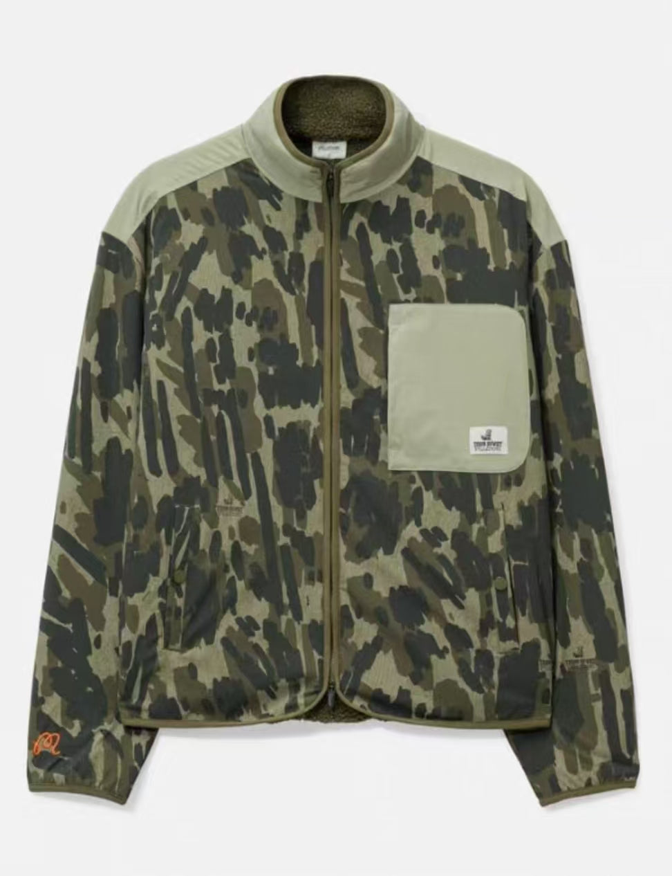 Malbon Tour Divot Camo Sherpa Jacket sherpa golf jacket front view