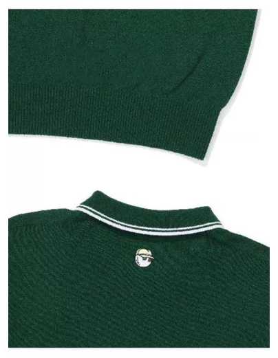 Malbon green golf polo collar and back detail