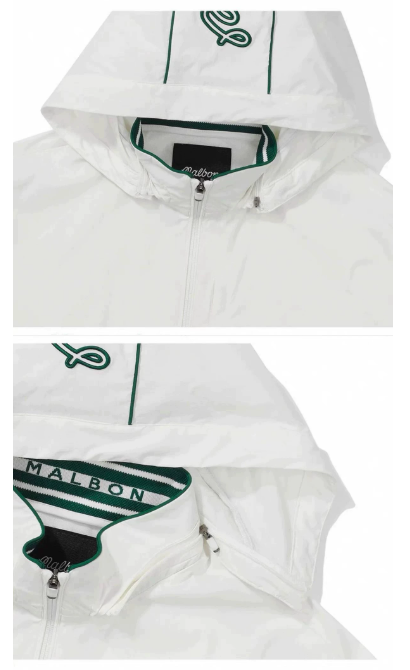 Malbon men hooded golf jacket white side profile