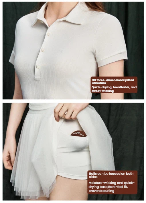 NowRose White polo and skirt feature details