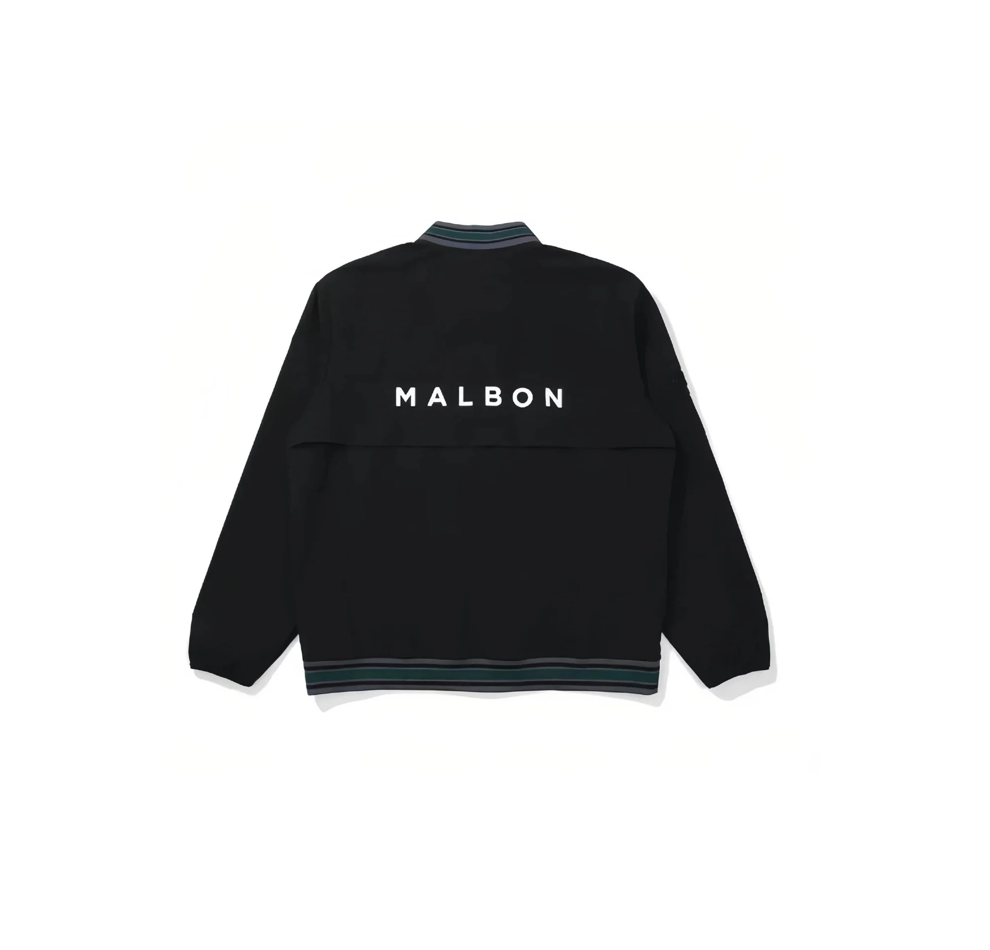 Malbon Men's Golf Zip Jacket - Breathable Sport Outerwear Black back view