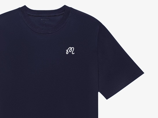 Malbon unisex crewneck training golf T-shirt in Navy - chest logo detail
