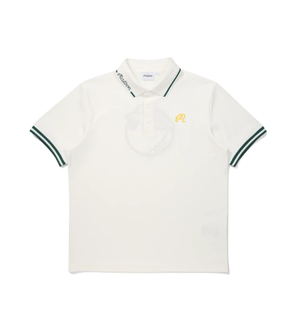 Malbon men's signature colour golf polo in White - front view