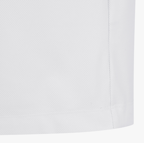 Malbon white performance T-shirt fabric close-up