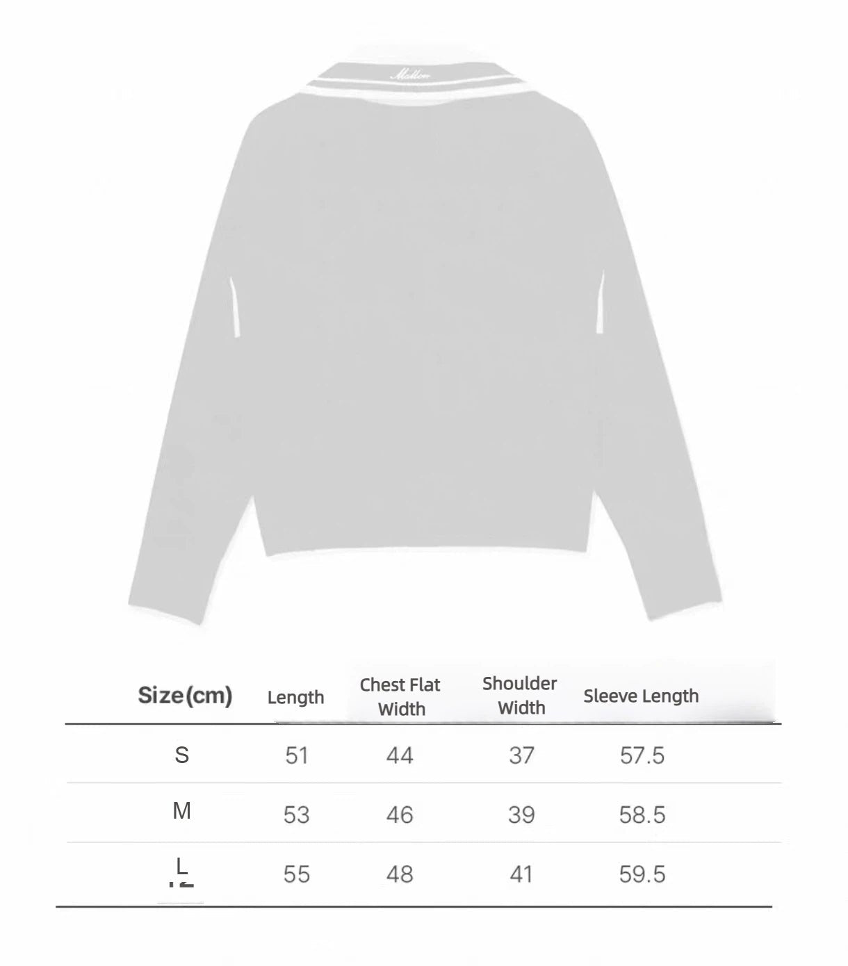 Malbon Golf Women's Collared Knit Long Sleeve Beige letter size chart