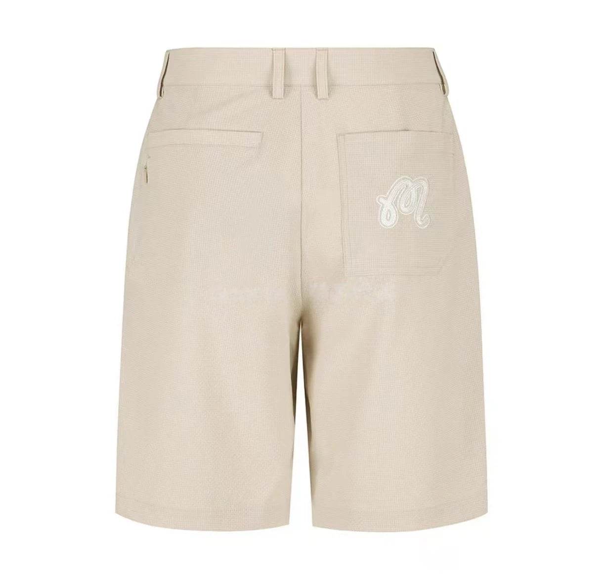 Malbon Studio Seoul Seersucker Setup Shorts Beige seersucker golf shorts front view