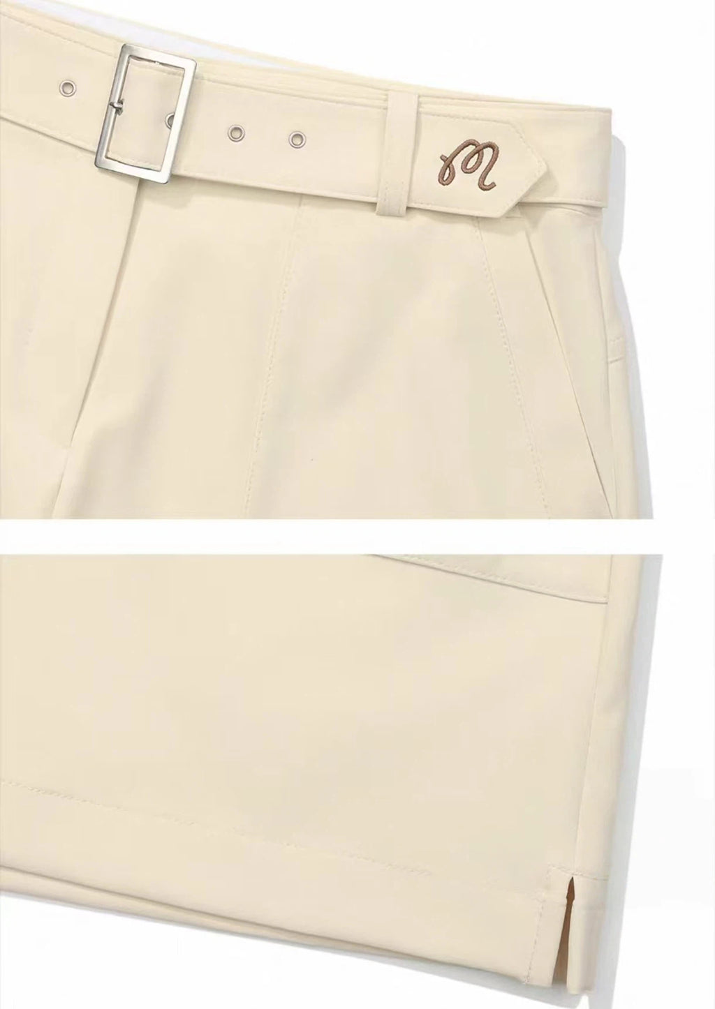 Malbon Women's Cargo Golf Skort With Pockets Beige cargo golf skort front view