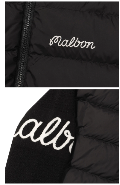 Malbon Women's Knit Down Golf Jacket Black golf jacket front view