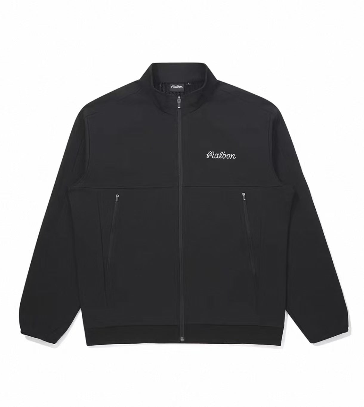Malbon Studio Seoul Softshell Jacket Black softshell golf jacket front view